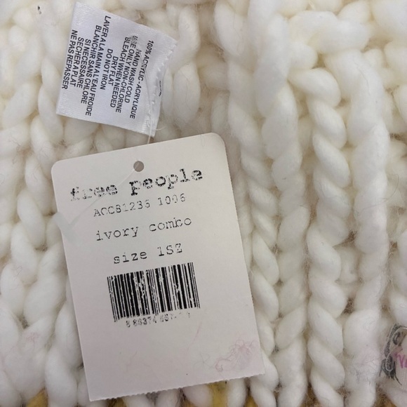 Free People Ivory Over The Rainbow Stripe Chunky Fuzzy Slouch Beanie O/S main image 4